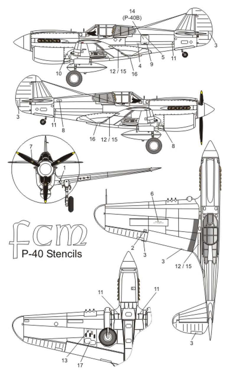 FCM P-40 1o/14o G.Av Brazil P-40K/M/N Decals 1:72 (FCD072023)