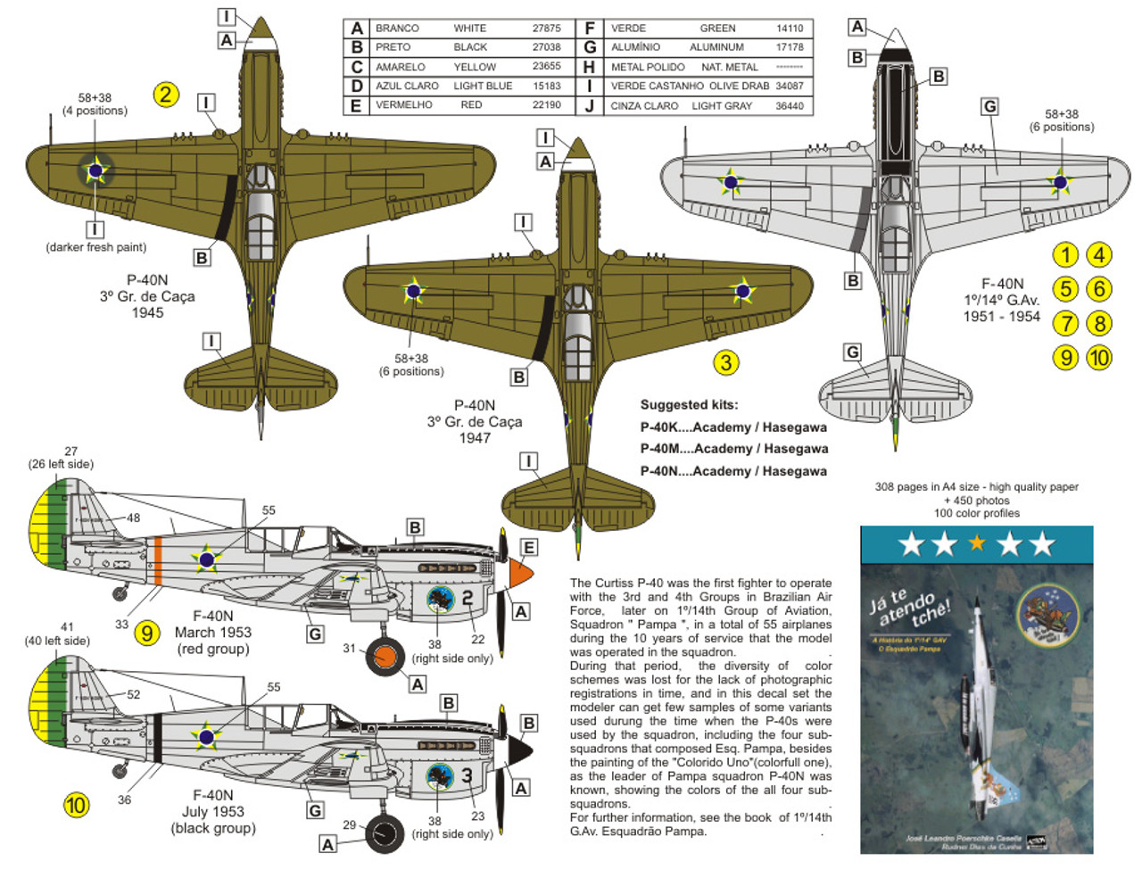 FCM P-40 1o/14o G.Av Brazil P-40K/M/N Decals 1:72 (FCD072023)