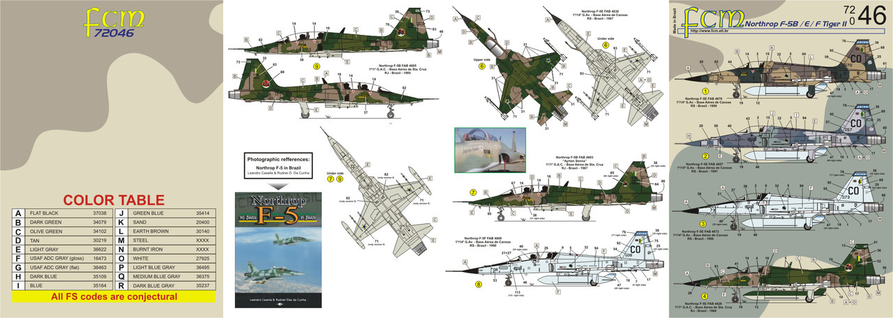 FCM F-5B/E/F Forca Aerea Brasileria Brazilian Tigers Decals 1:72