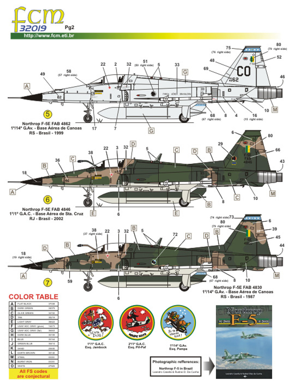 FCM F-5E FAB (7 versions) Decals 1:32 Scale (FCD032019)