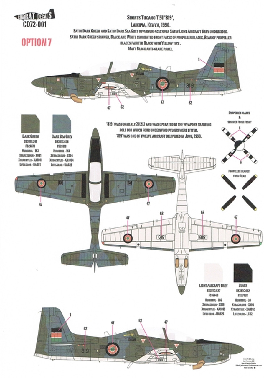 Combat Decals Shorts Tucano CD72-001