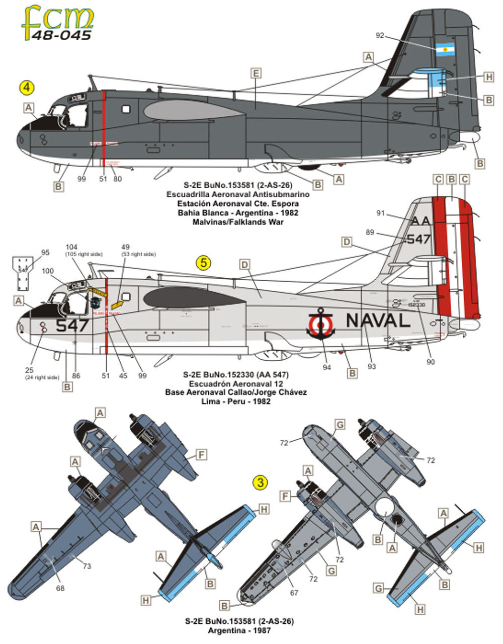 FCM Latin American S-2A Tracker Pt 3Decals 1:48