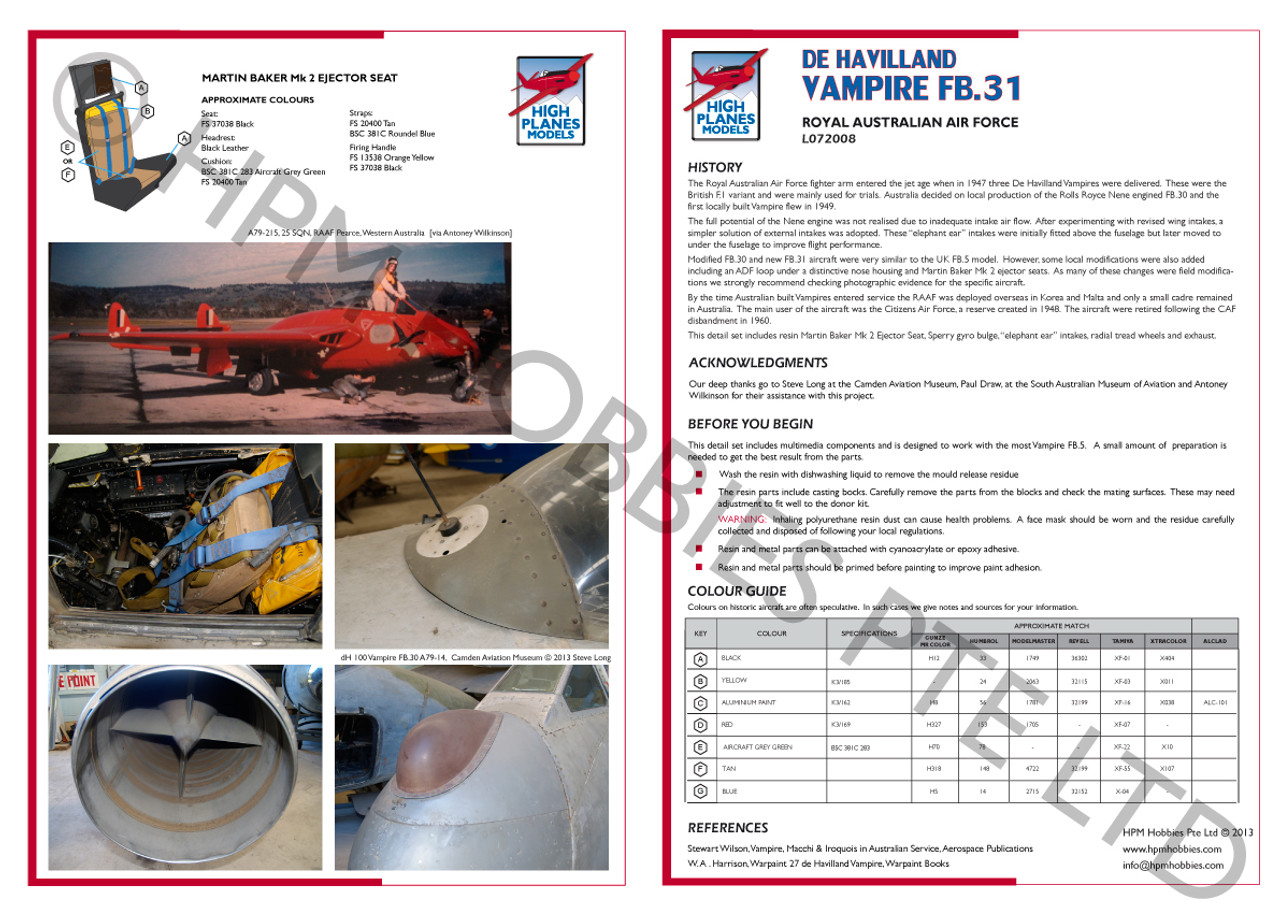 High Planes Plus DeHavilland DH.100 Vampire FB.31 Conversion 1:72