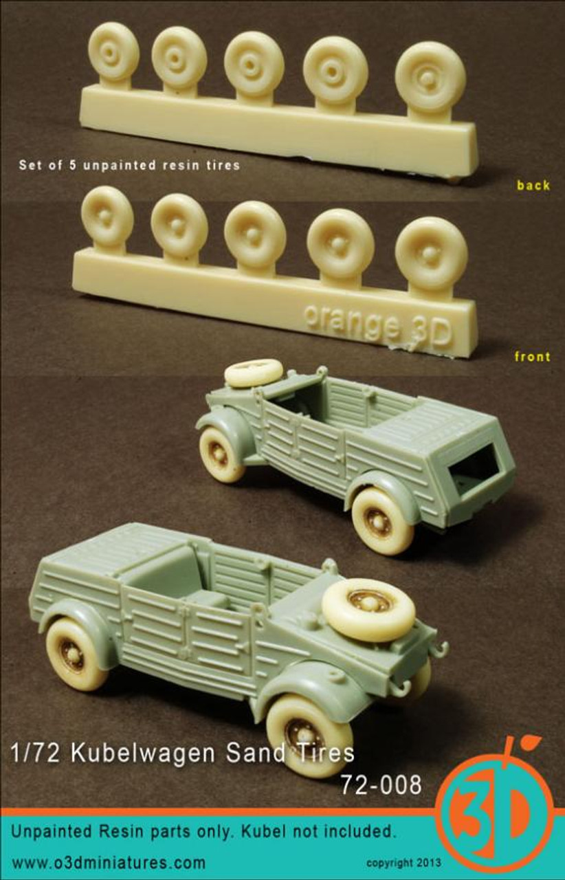 Orange 3D Kubelwagen Sand Tires balloon type Set Accessories 1:72