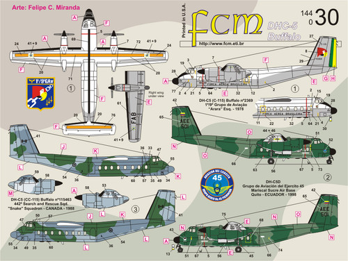 FCM DHC-5 Buffalo: Brasil (2), Ecuador and Canada Decals 1:144