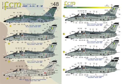 FCM Aermacchi AMX / Alenia Embraer A-1A / A-1B / A-1M Decals 1:48 (FCD048048)