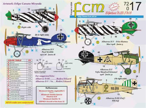 FCM WWI Albatros D.III D.V Part 2 Decals 1:72 (FCD072017) FCM WWI Albatros D.III D.V Part 2 Decals 1:72 (FCD072017)