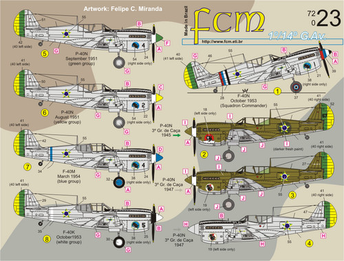 FCM P-40 1o/14o G.Av Brazil P-40K/M/N Decals 1:72 (FCD072023) FCM P-40 1o/14o G.Av Brazil P-40K/M/N Decals 1:72 (FCD072023)
