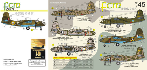 FCM Douglas A-20 B / C / J USAAF, SAAF, FAB Decals 1:72 FCM Douglas A-20 B / C / J USAAF, SAAF, FAB Decals 1:72