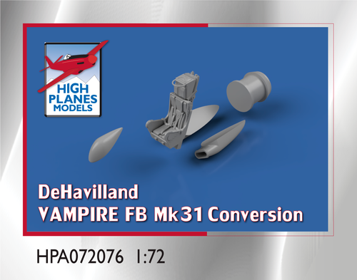 High Planes Plus DeHavilland DH.100 Vampire FB.31 Conversion Only 1:72 High Planes Plus DeHavilland DH.100 Vampire FB.31 Conversion Only 1:72