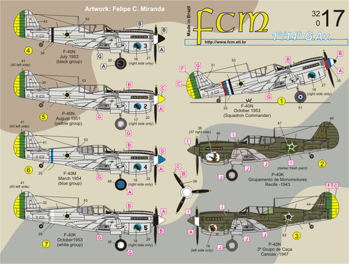FCM P-40E / K / M e N - FAB Decals 1:32 Scale (FCD032017)