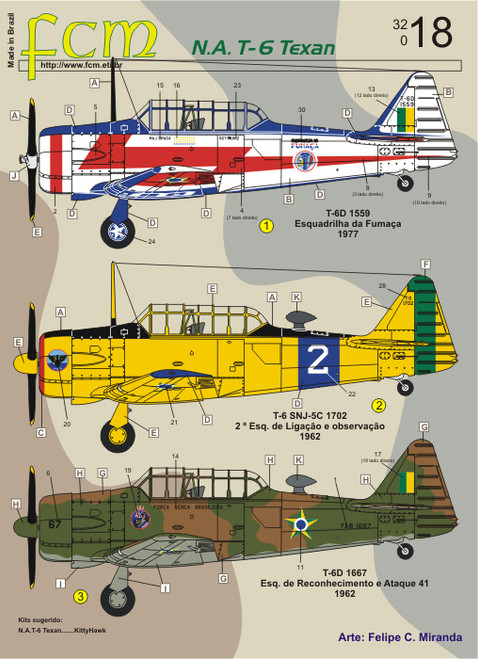 FCM N.A. T-6 Texan - FAB Decals 1:32 Scale (FCD032018)