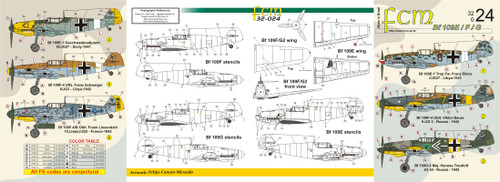 FCM Bf-109 E/F/G (6 versions) Decals 1:32 Scale