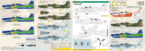 FCM EMB-312 Tucano (Brasil - 11 versions) Decals 1:48 Scale (FCD048055) FCM EMB-312 Tucano (Brasil - 11 versions) Decals 1:48 Scale (FCD048055)