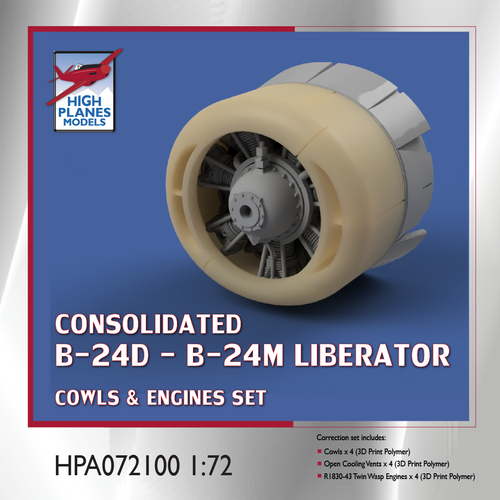 High Planes Models HPA072100 B-24D - B-24M Liberator engines x 4 Accessories 1:72 High Planes Models HPA072100 B-24D - B-24M Liberator engines x 4 Accessories 1:72