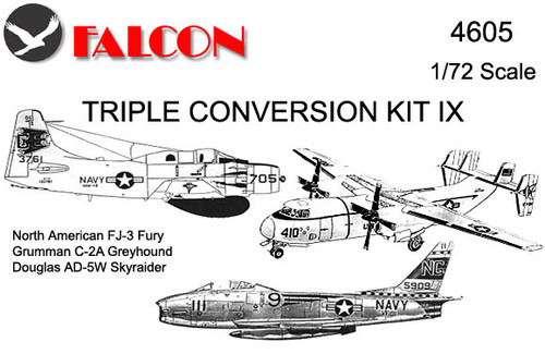 Falcon Triple Conversion IX: Fury Greyhound Skyraider Kit 1:72 (FIK04605) Falcon Triple Conversion IX: Fury Greyhound Skyraider Kit 1:72 (FIK04605)