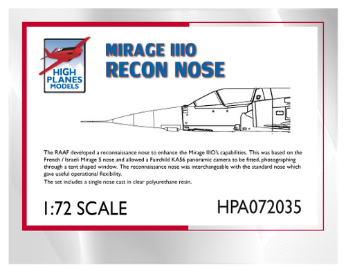 High Planes Mirage IIIO Recon Nose 1/72 High Planes Mirage IIIO Recon Nose 1/72