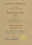 1611 King James Bible - Original Bible Leaves -“HE”– PSALMS 23-27