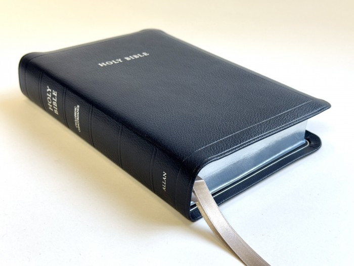 KJV Allan Longprimer Edition - Navy Blue Goatskin Silver Line