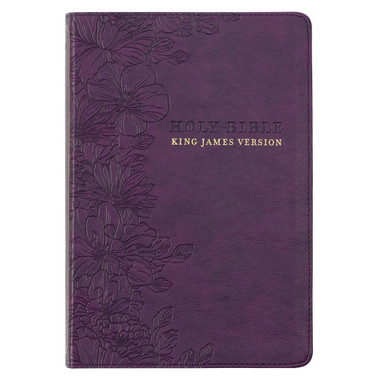 KJV Large Print Thinline Bible - Purple Floral - Thumb Indexed