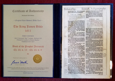 1613 King James Bible - Original Bible Leaf - 1 Pet 2:25-5:14 & 2 Pet 1:1-17