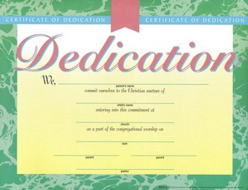 Baby Dedication Certificate Green Border