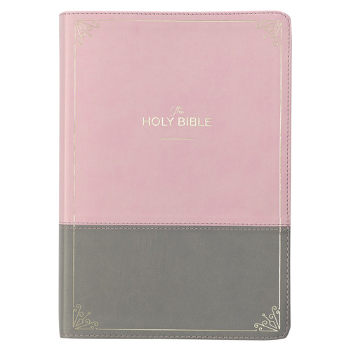 KJV Super Giant Print Reference Bible - Pink & Gray - Thumb Indexed