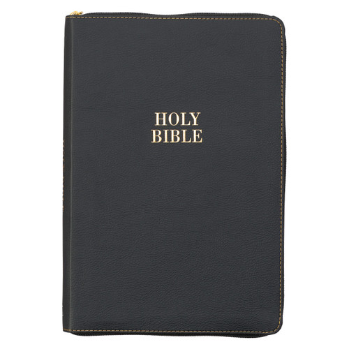 KJV Large Print Thinline Bible - Black - Thumb Indexed - Zipper Closure