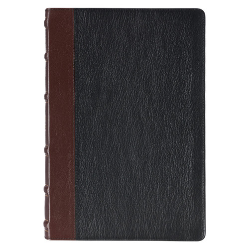 KJV Large Print Study Bible - Black & Burgundy - Genuine Leather - Thumb Indexed