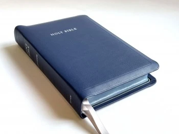 KJV Allan Longprimer Edition - Silver Line Edition - Navy Blue Meriva Calfskin