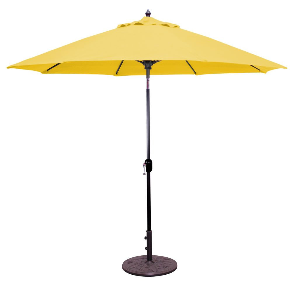 9' Auto Tilt Umbrella- White with 