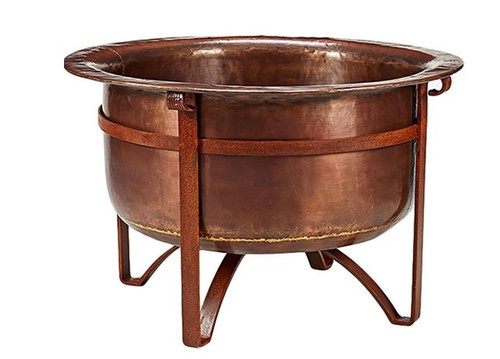 36" Round Rustic Acadia Copper Firepit w/ Lid