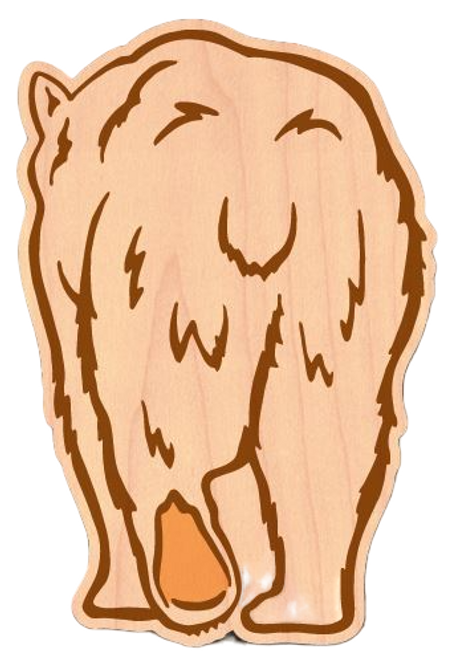 Bear Butt Wood Sticker