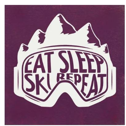 Eat Sleep Ski Repeat Wood Sign