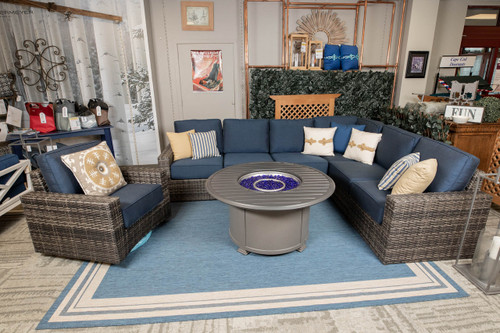 DelMar 6 Piece Sectional Set - Canola Seed/Indigo