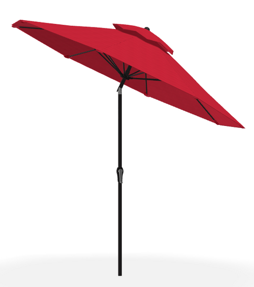 Monterey 9' Crank Auto Tilt Umbrella-Onyx/Logo Red