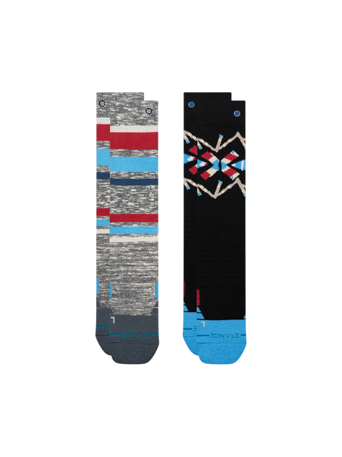 26/27 Kids Stripe Up Mid Poly Snow Sock - 2 Pack