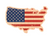 American Flag USA Shape Wood Sticker