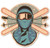 Mask and Goggles Crossed Skis Wood Sticker