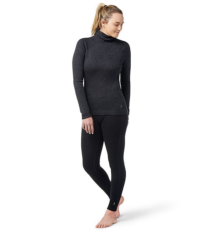 Thermal Merino Rib Turtleneck Top - Women's, Charcoal Heather, XS at   Women's Clothing store