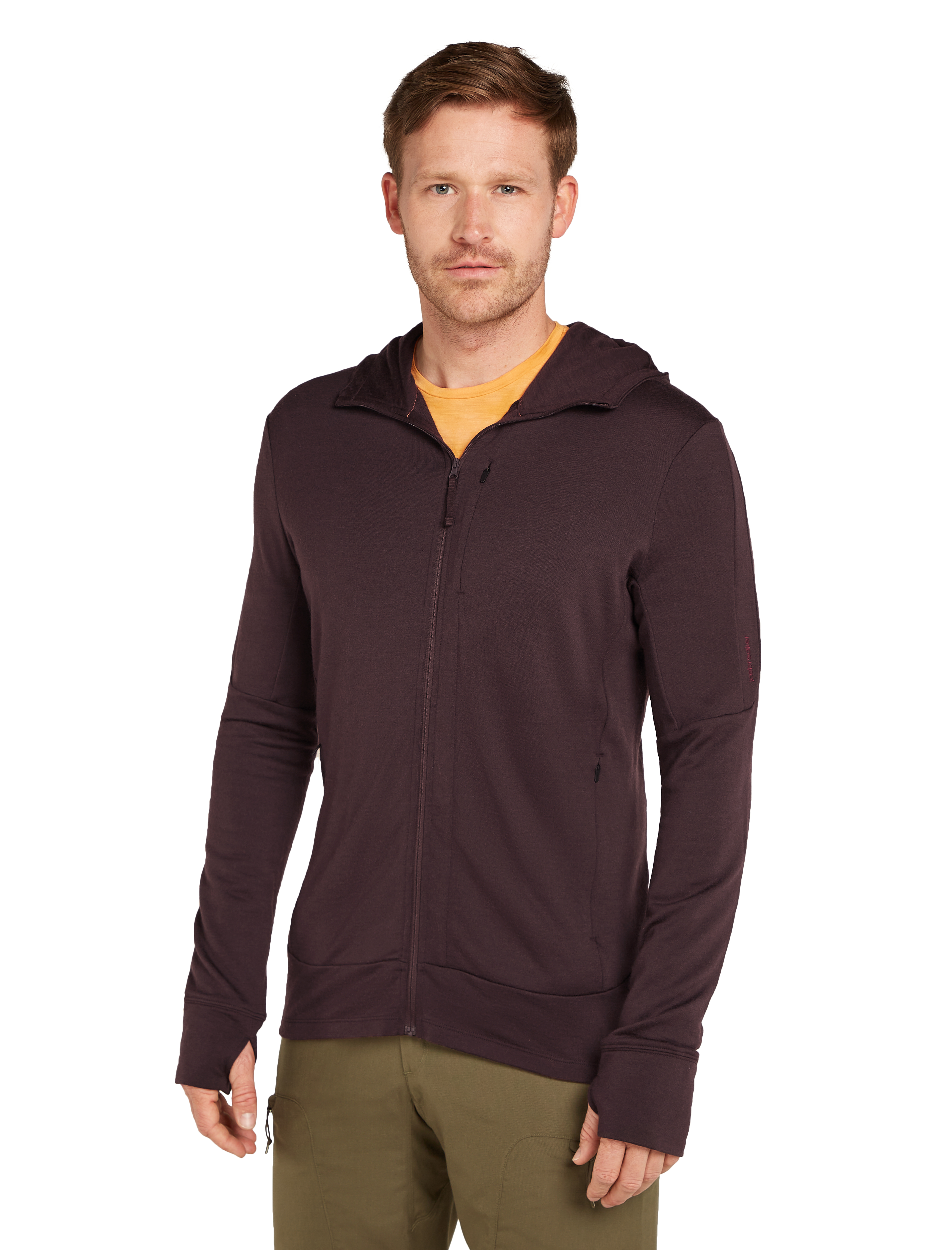【BAON】[unisex] Isol two-way brushed fleece hood zip-up Men's Loopback Zip Hoodie in Grey Melange | Sunspel
