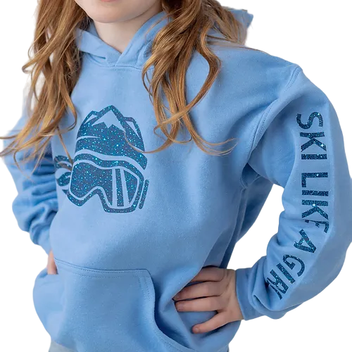 2026 Girl's Ski Like a Girl Glitter Hoodie Ski Haus NOTB