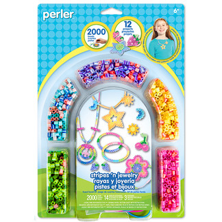 Perler Beads Stripes And Pearls Assorted Fuse Beads Tray For Kids Crafts,  4000 pcs