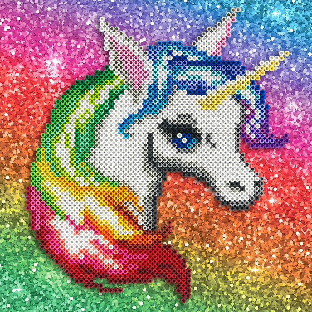 Rainbow Unicorn Perler Fuse Bead Craft Template