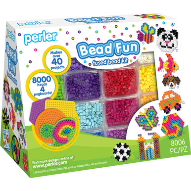Perler Activity Kit and Storage Trays, 8000 Beads + pegboards, 8006 pcs