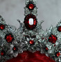 Fantasy filigree crown Gothic  headpiece
Red rhinestones and  silver metal