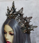 Fantasy filigree crown Gothic  headpiece
Clear rhinestones and  silver metal