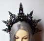 Fantasy filigree crown Gothic  headpiece
Purple rhinestones and  black metal