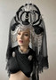 Wiccan moon goddess headdress with braids and black veil