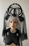 Wiccan moon goddess headdress with braids and black veil